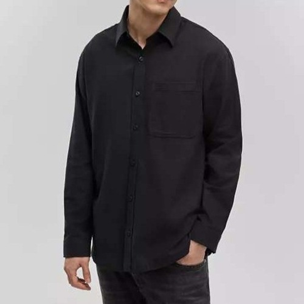 Mode of One Mens Relaxed-Fit Flannel Shirt Deep Black XL New‎ 100197730MN